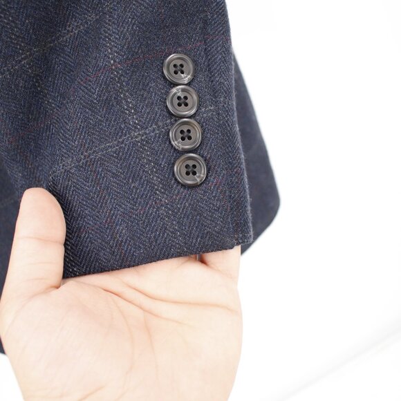 Lauren Ralph Lauren Sport Coat Men's 44R Herringbone Windowpane Wool Two Button - Picture 2 of 12